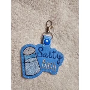 Salty Btch Keychain Funny Embroidered Keyring Novelty‎ Gift Accessory
